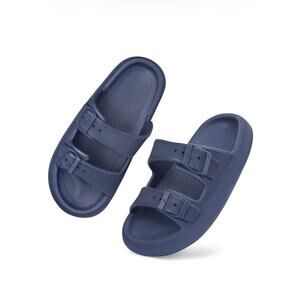 Unisex Slides Sandals Thick Sole Pillow Sandals wit Adjustable Double Buckle XXL